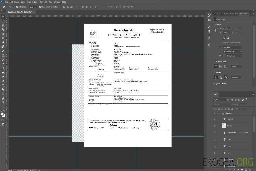 Modèle de certificat de décès Australie-Occidentale dans Word template Modèle de certificat de décès Australie-Occidentale dans Word template